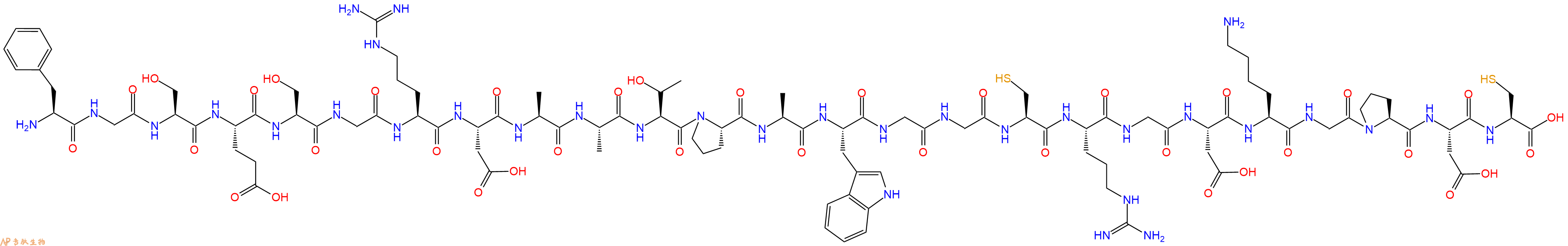 专肽生物产品H2N-Phe-Gly-Ser-Glu-Ser-Gly-Arg-Asp-Ala-Ala-Thr-Pro-Ala-Trp-Gly-Gly-Cys-Arg-Gly-Asp-Lys-Gly-Pro-Asp-Cys-OH