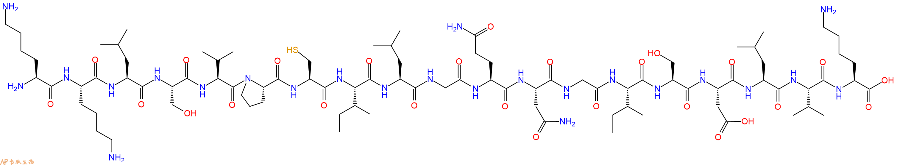 专肽生物产品H2N-Lys-Lys-Leu-Ser-Val-Pro-Cys-Ile-Leu-Gly-Gln-Asn-Gly-Ile-Ser-Asp-Leu-Val-Lys-OH