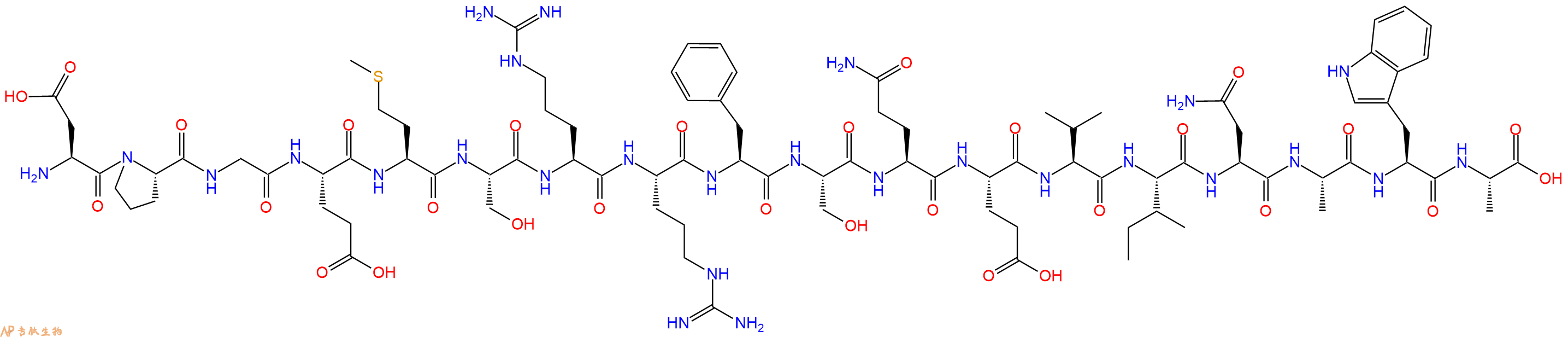 专肽生物产品H2N-Asp-Pro-Gly-Glu-Met-Ser-Arg-Arg-Phe-Ser-Gln-Glu-Val-Ile-Asn-Ala-Trp-Ala-OH