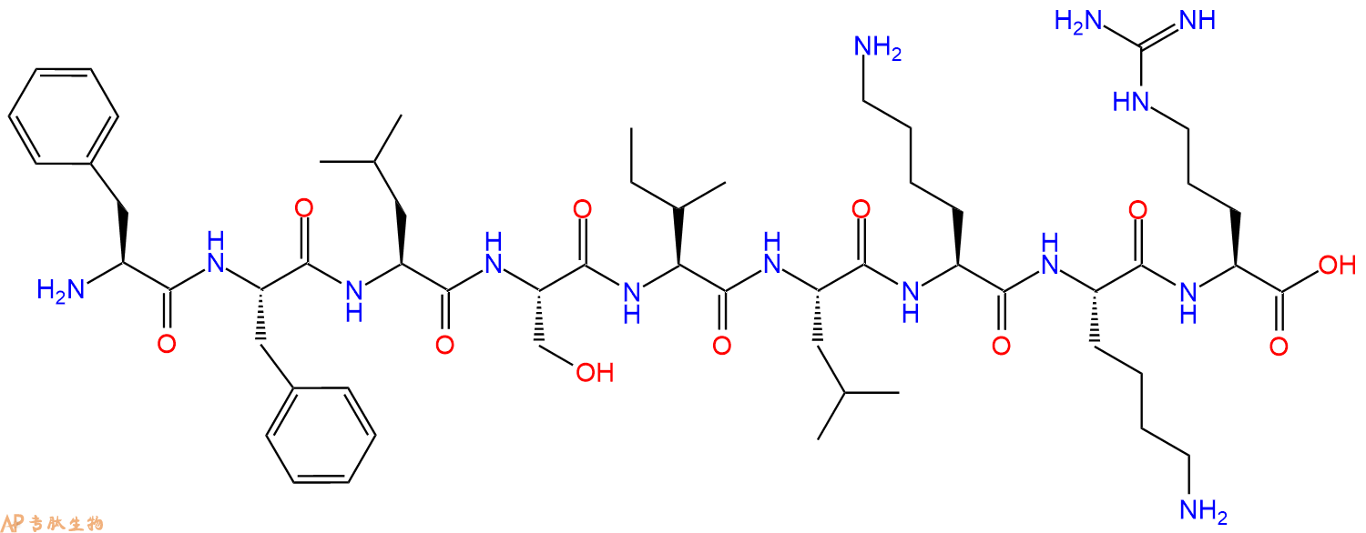 专肽生物产品H2N-Phe-Phe-Leu-Ser-Ile-Leu-Lys-Lys-Arg-OH