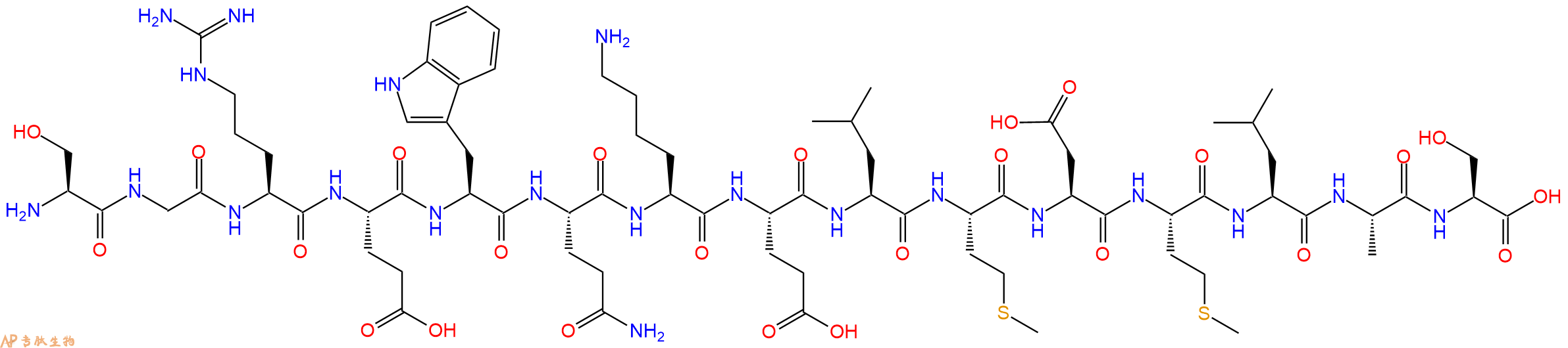 专肽生物产品H2N-Ser-Gly-Arg-Glu-Trp-Gln-Lys-Glu-Leu-Met-Asp-Met-Leu-Ala-Ser-OH
