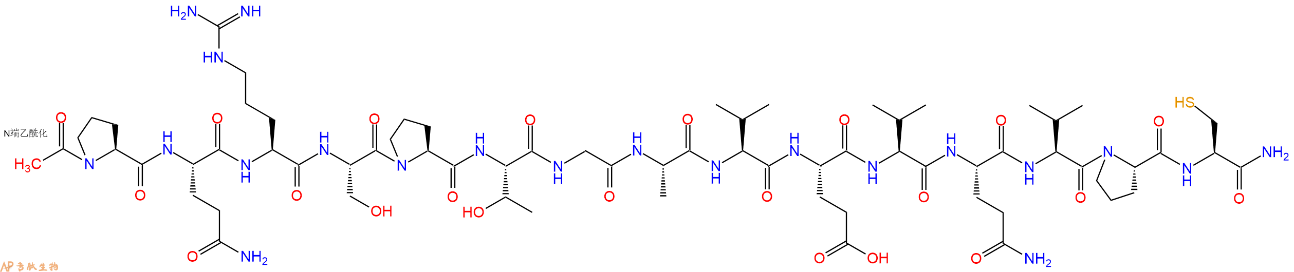 专肽生物产品Ac-Pro-Gln-Arg-Ser-Pro-Thr-Gly-Ala-Val-Glu-Val-Gln-Val-Pro-Cys-CONH2