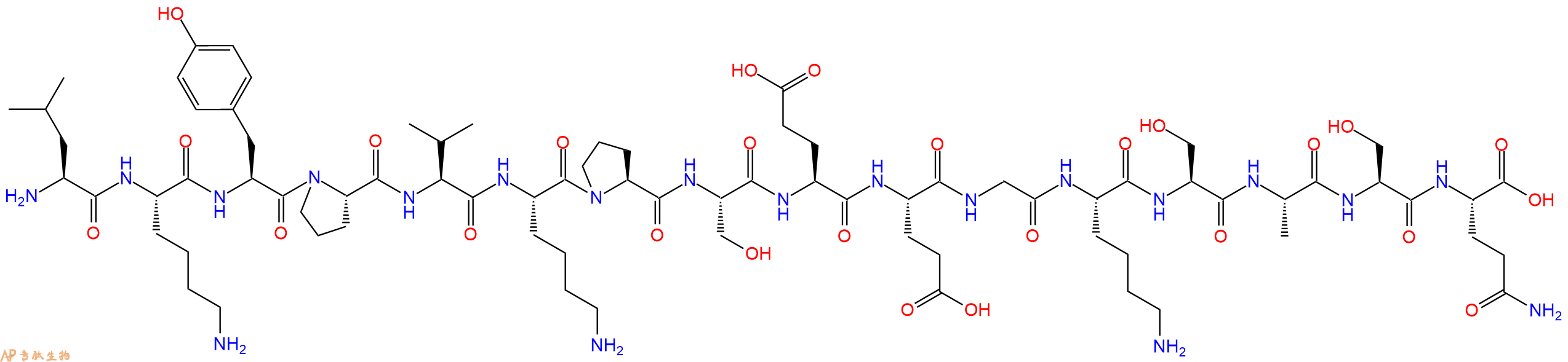 专肽生物产品H2N-Leu-Lys-Tyr-Pro-Val-Lys-Pro-Ser-Glu-Glu-Gly-Lys-Ser-Ala-Ser-Gln-OH