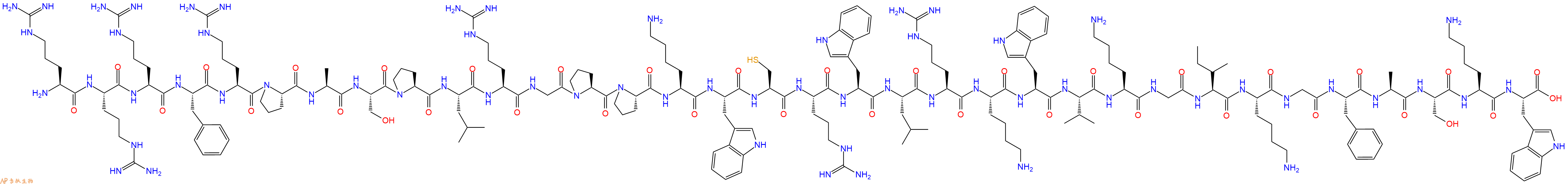 专肽生物产品H2N-Arg-Arg-Arg-Phe-Arg-Pro-Ala-Ser-Pro-Leu-Arg-Gly-Pro-Pro-Lys-Trp-Cys-Arg-Trp-Leu-Arg-Lys-Trp-Val-Lys-Gly-Ile-Lys-Gly-Phe-Ala-Ser-Lys-Trp-OH