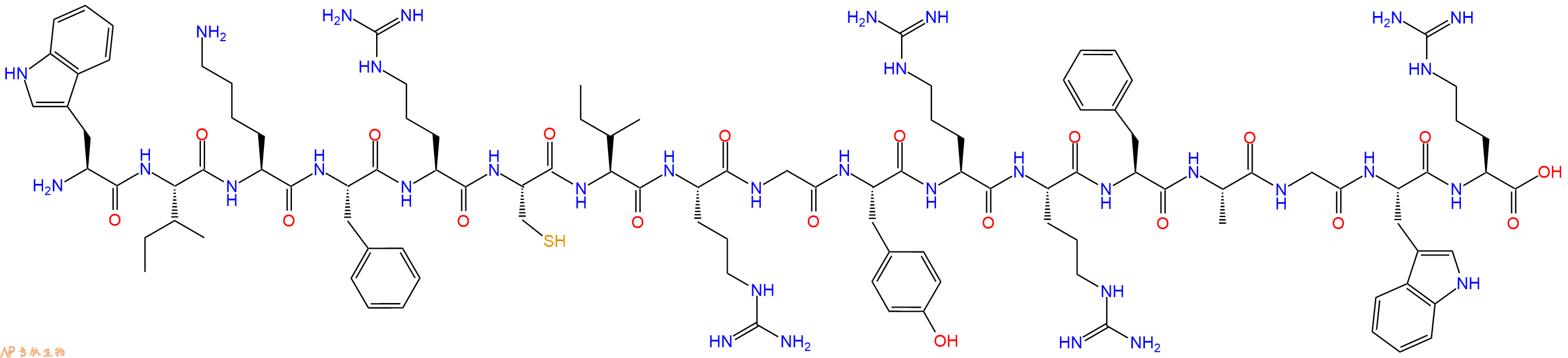 专肽生物产品H2N-Trp-Ile-Lys-Phe-Arg-Cys-Ile-Arg-Gly-Tyr-Arg-Arg-Phe-Ala-Gly-Trp-Arg-OH