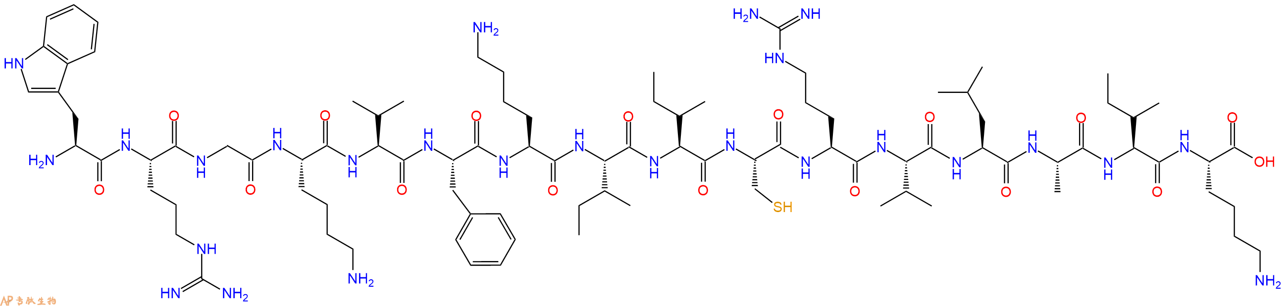 专肽生物产品H2N-Trp-Arg-Gly-Lys-Val-Phe-Lys-Ile-Ile-Cys-Arg-Val-Leu-Ala-Ile-Lys-OH