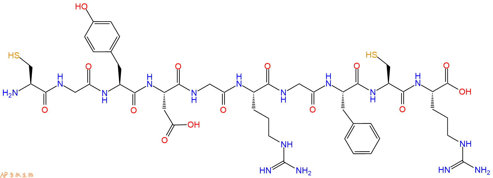 专肽生物产品H2N-Cys-Gly-Tyr-Asp-Gly-Arg-Gly-Phe-Cys-Arg-OH