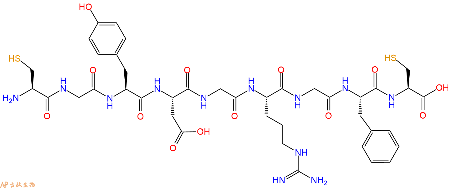 专肽生物产品H2N-Cys-Gly-Tyr-Asp-Gly-Arg-Gly-Phe-Cys-OH