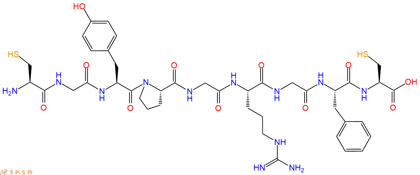 专肽生物产品H2N-Cys-Gly-Tyr-Pro-Gly-Arg-Gly-Phe-Cys-OH