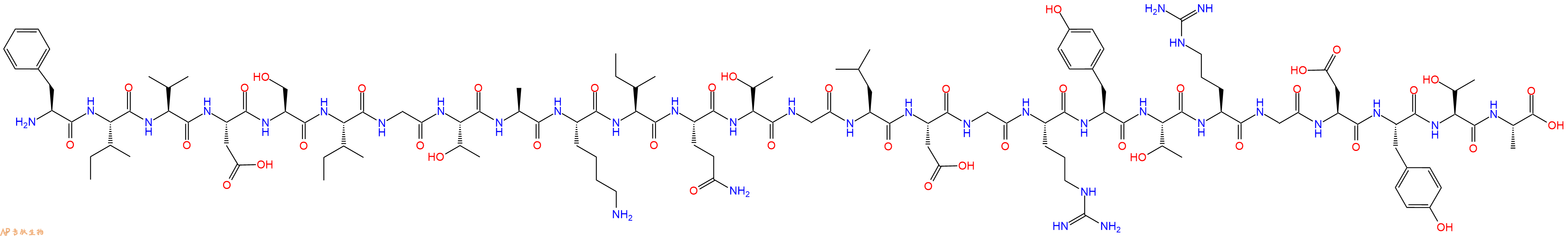 专肽生物产品H2N-Phe-Ile-Val-Asp-Ser-Ile-Gly-Thr-Ala-Lys-Ile-Gln-Thr-Gly-Leu-Asp-Gly-Arg-Tyr-Thr-Arg-Gly-Asp-Tyr-Thr-Ala-OH