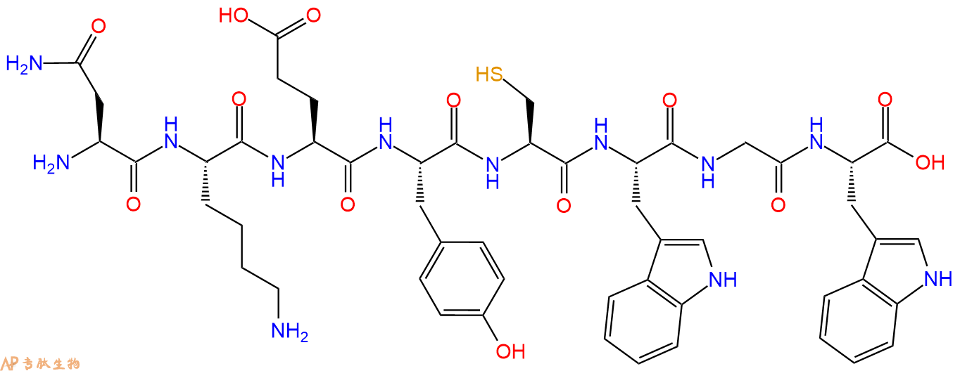 专肽生物产品H2N-Asn-Lys-Glu-Tyr-Cys-Trp-Gly-Trp-OH