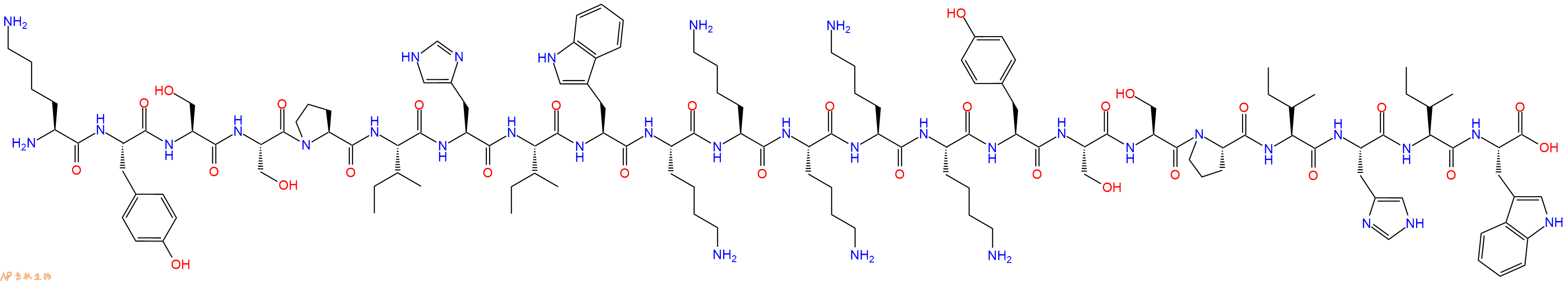 专肽生物产品H2N-Lys-Tyr-Ser-Ser-Pro-Ile-His-Ile-Trp-Lys-Lys-Lys-Lys-Lys-Tyr-Ser-Ser-Pro-Ile-His-Ile-Trp-OH