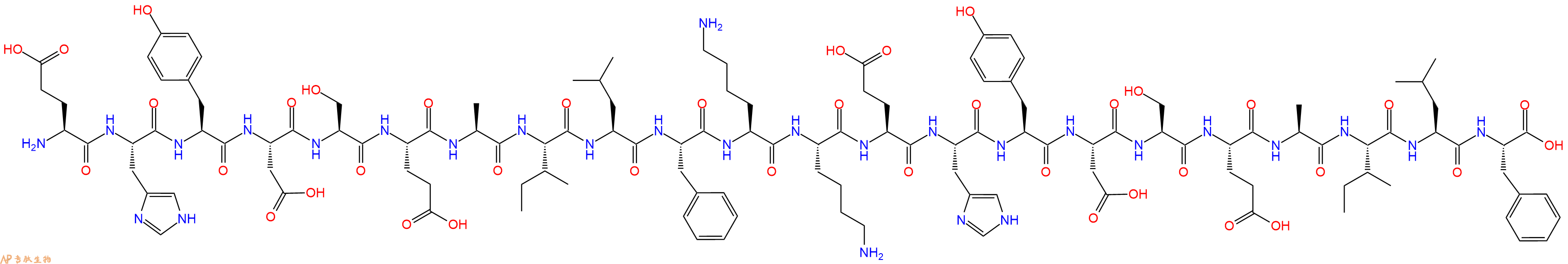 专肽生物产品H2N-Glu-His-Tyr-Asp-Ser-Glu-Ala-Ile-Leu-Phe-Lys-Lys-Glu-His-Tyr-Asp-Ser-Glu-Ala-Ile-Leu-Phe-OH