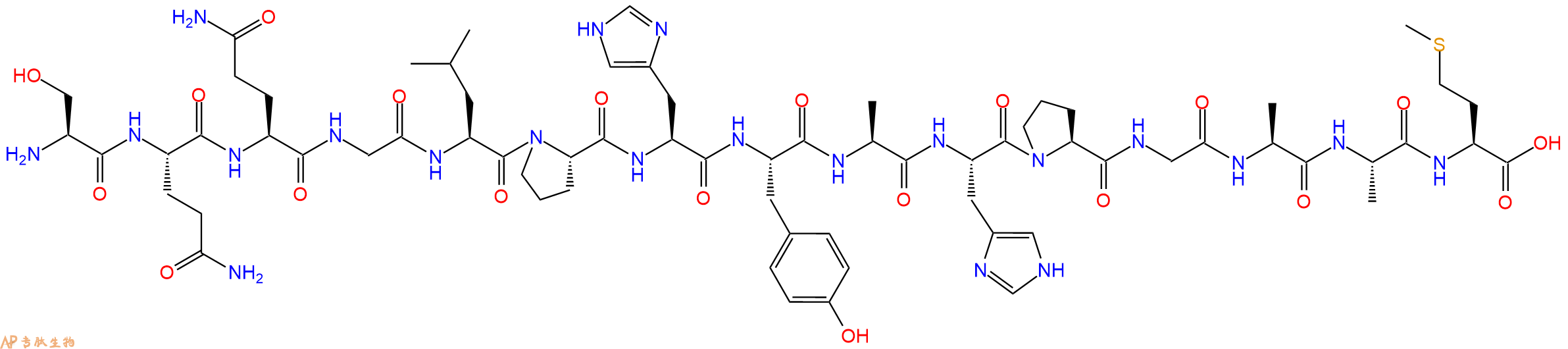 专肽生物产品H2N-Ser-Gln-Gln-Gly-Leu-Pro-His-Tyr-Ala-His-Pro-Gly-Ala-Ala-Met-OH