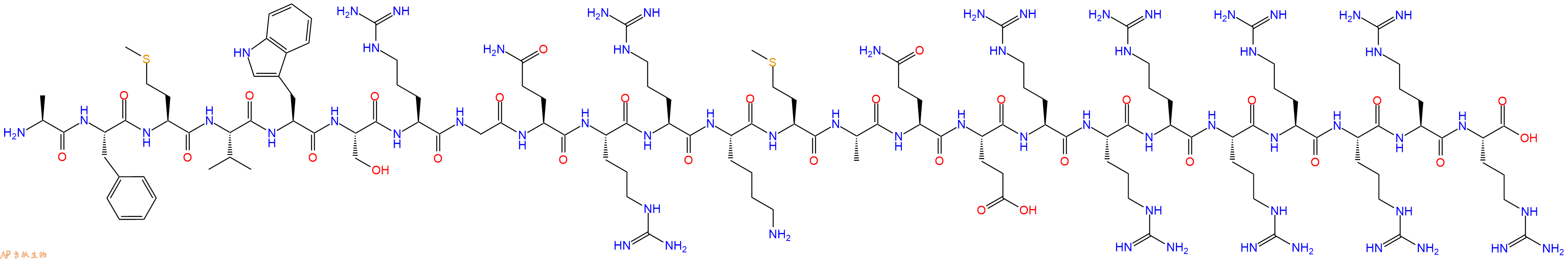 专肽生物产品H2N-Ala-Phe-Met-Val-Trp-Ser-Arg-Gly-Gln-Arg-Arg-Lys-Met-Ala-Gln-Glu-Arg-Arg-Arg-Arg-Arg-Arg-Arg-Arg-OH