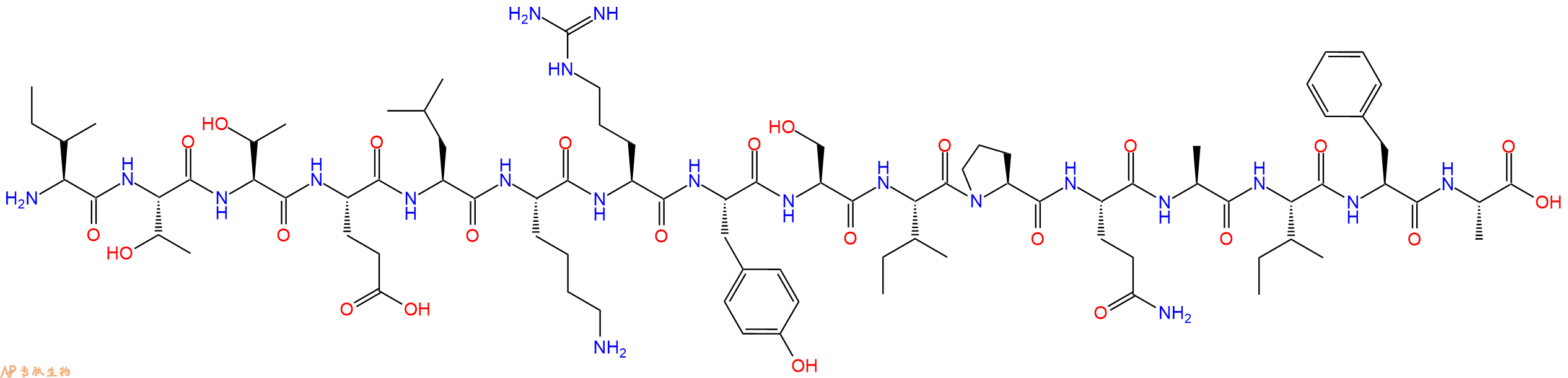 专肽生物产品H2N-Ile-Thr-Thr-Glu-Leu-Lys-Arg-Tyr-Ser-Ile-Pro-Gln-Ala-Ile-Phe-Ala-OH