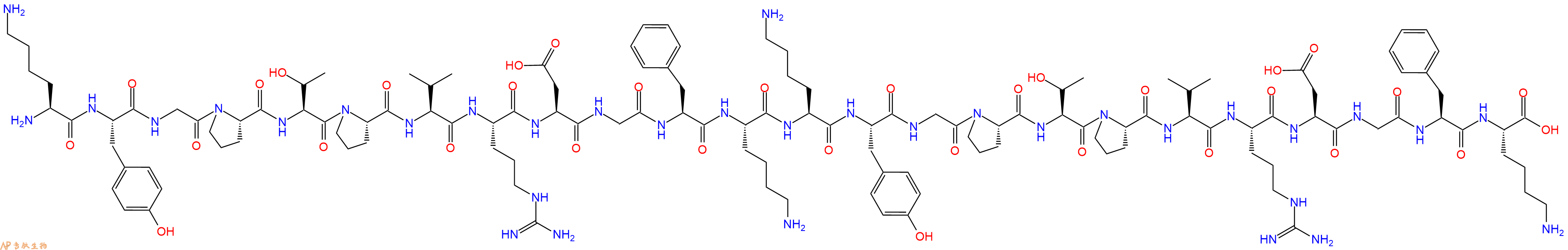 专肽生物产品H2N-Lys-Tyr-Gly-Pro-Thr-Pro-Val-Arg-Asp-Gly-Phe-Lys-Lys-Tyr-Gly-Pro-Thr-Pro-Val-Arg-Asp-Gly-Phe-Lys-OH