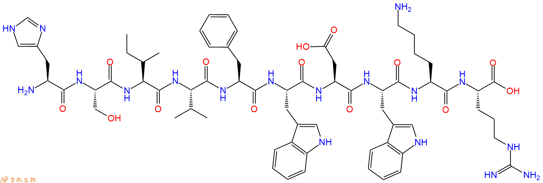 专肽生物产品H2N-His-Ser-Ile-Val-Phe-Trp-Asp-Trp-Lys-Arg-OH