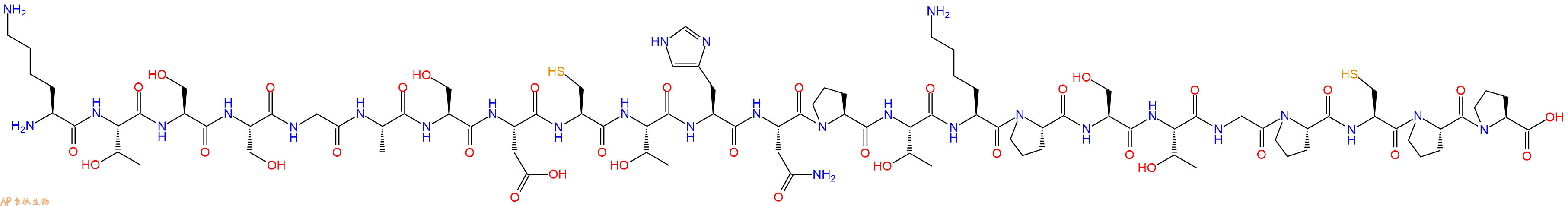 专肽生物产品H2N-Lys-Thr-Ser-Ser-Gly-Ala-Ser-Asp-Cys-Thr-His-Asn-Pro-Thr-Lys-Pro-Ser-Thr-Gly-Pro-Cys-Pro-Pro-OH
