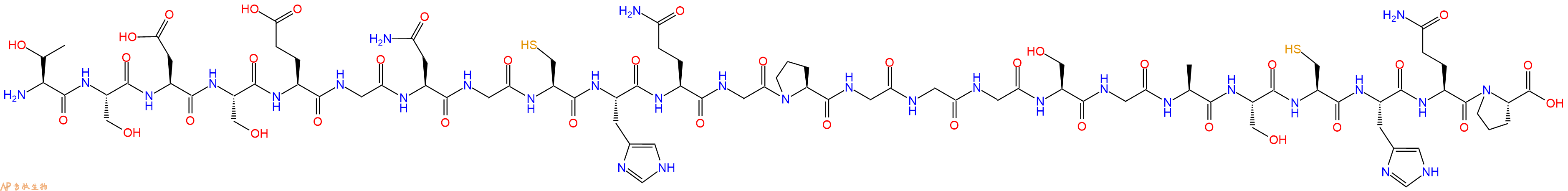专肽生物产品H2N-Thr-Ser-Asp-Ser-Glu-Gly-Asn-Gly-Cys-His-Gln-Gly-Pro-Gly-Gly-Gly-Ser-Gly-Ala-Ser-Cys-His-Gln-Pro-OH