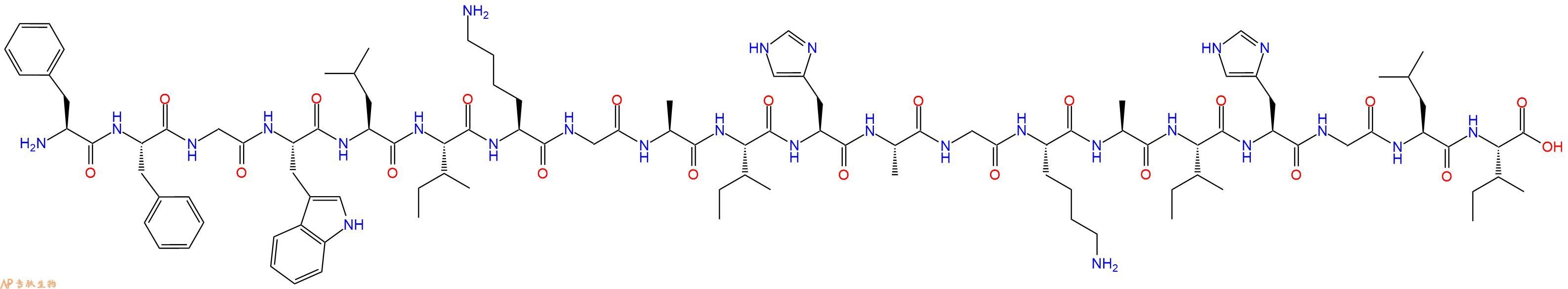 专肽生物产品H2N-Phe-Phe-Gly-Trp-Leu-Ile-Lys-Gly-Ala-Ile-His-Ala-Gly-Lys-Ala-Ile-His-Gly-Leu-Ile-OH