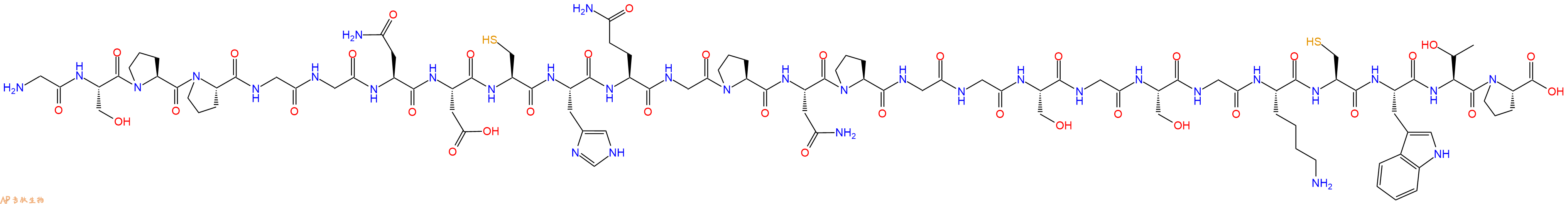 专肽生物产品H2N-Gly-Ser-Pro-Pro-Gly-Gly-Asn-Asp-Cys-His-Gln-Gly-Pro-Asn-Pro-Gly-Gly-Ser-Gly-Ser-Gly-Lys-Cys-Trp-Thr-Pro-OH