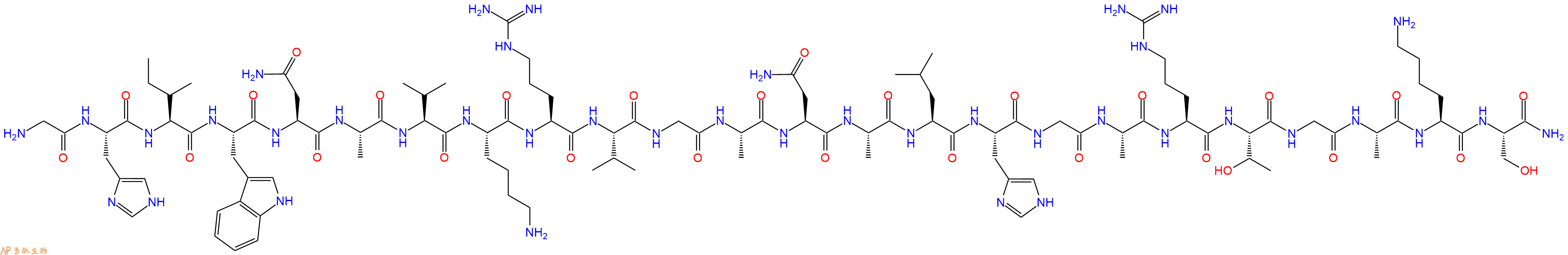 专肽生物产品H2N-Gly-His-Ile-Trp-Asn-Ala-Val-Lys-Arg-Val-Gly-Ala-Asn-Ala-Leu-His-Gly-Ala-Arg-Thr-Gly-Ala-Lys-Ser-CONH2