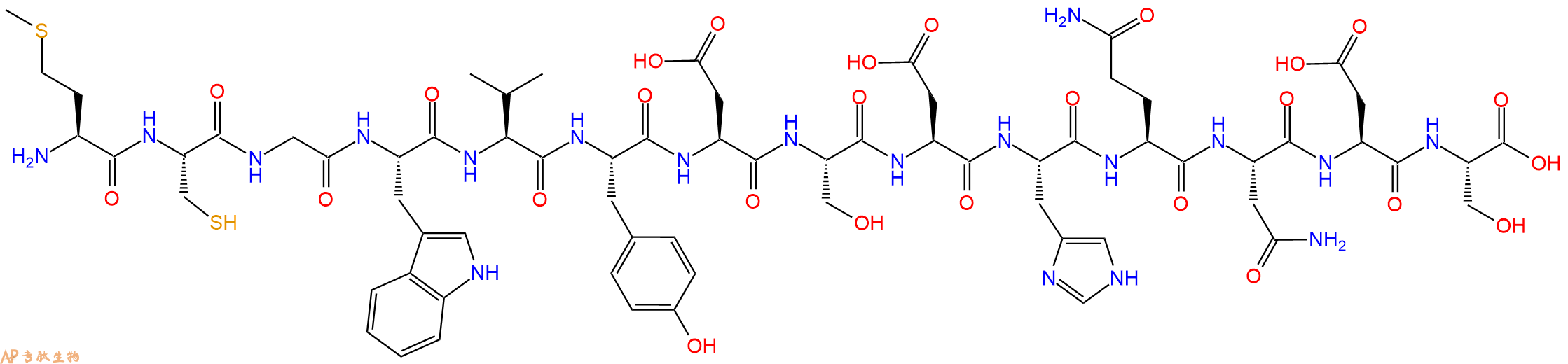 专肽生物产品H2N-Met-Cys-Gly-Trp-Val-Tyr-Asp-Ser-Asp-His-Gln-Asn-Asp-Ser-OH