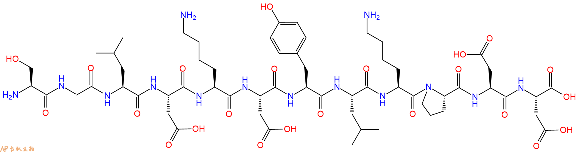 专肽生物产品H2N-Ser-Gly-Leu-Asp-Lys-Asp-Tyr-Leu-Lys-Pro-Asp-Asp-OH