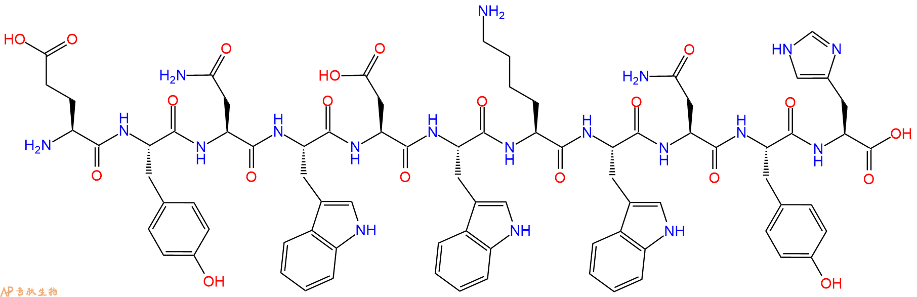 专肽生物产品H2N-Glu-Tyr-Asn-Trp-Asp-Trp-Lys-Trp-Asn-Tyr-His-OH