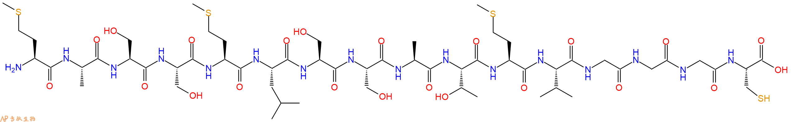 专肽生物产品H2N-Met-Ala-Ser-Ser-Met-Leu-Ser-Ser-Ala-Thr-Met-Val-Gly-Gly-Gly-Cys-OH