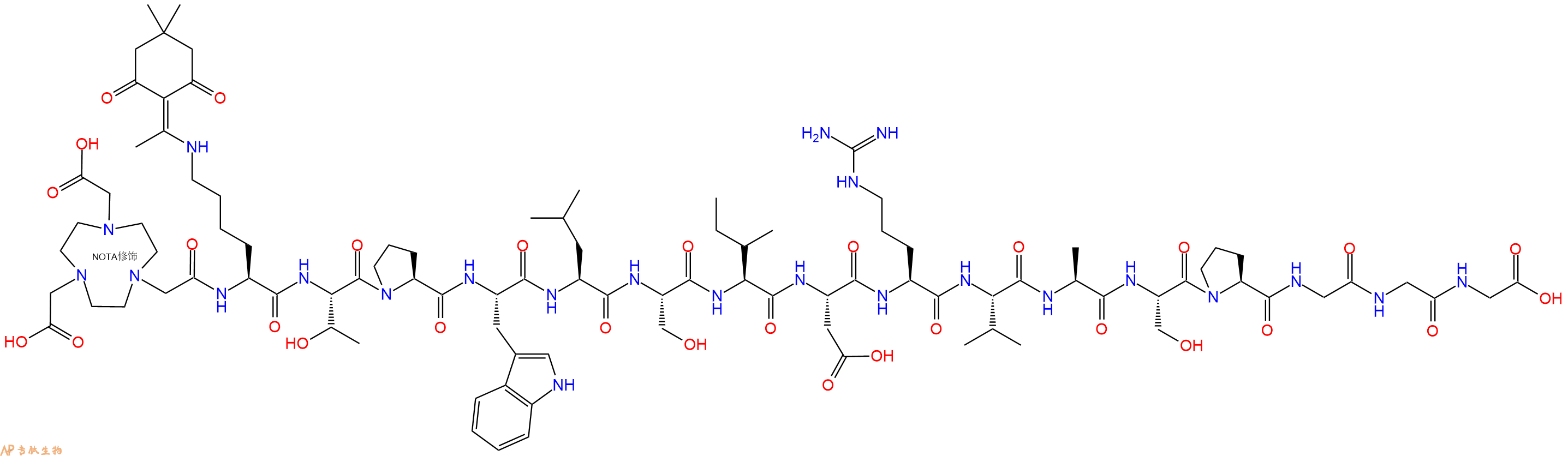 专肽生物产品NOTA-Lys(Dde)-Thr-Pro-Trp-Leu-Ser-Ile-Asp-Arg-Val-Ala-Ser-Pro-Gly-Gly-Gly-OH