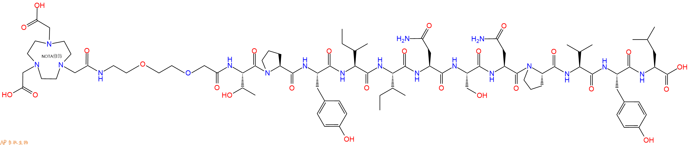 专肽生物产品NOTA-PEG2-Thr-Pro-Tyr-Ile-Ile-Asn-Ser-Asn-Pro-Val-Tyr-Leu