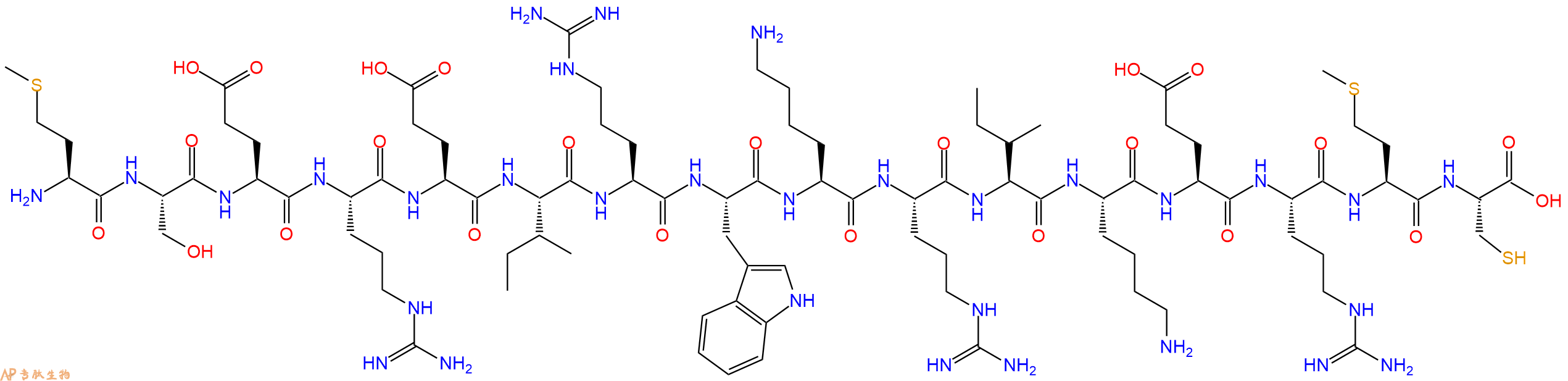 专肽生物产品H2N-Met-Ser-Glu-Arg-Glu-Ile-Arg-Trp-Lys-Arg-Ile-Lys-Glu-Arg-Met-Cys-OH