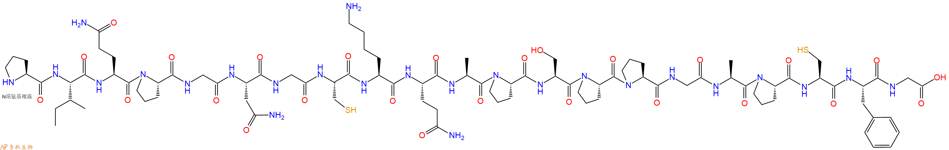 专肽生物产品H2N-Pro-Ile-Gln-Pro-Gly-Asn-Gly-Cys-Lys-Gln-Ala-Pro-Ser-Pro-Pro-Gly-Ala-Pro-Cys-Phe-Gly-OH