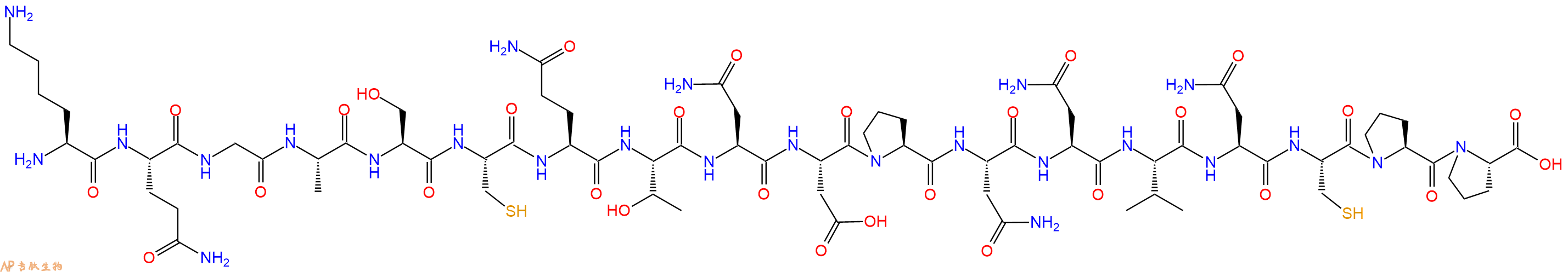 专肽生物产品H2N-Lys-Gln-Gly-Ala-Ser-Cys-Gln-Thr-Asn-Asp-Pro-Asn-Asn-Val-Asn-Cys-Pro-Pro-OH