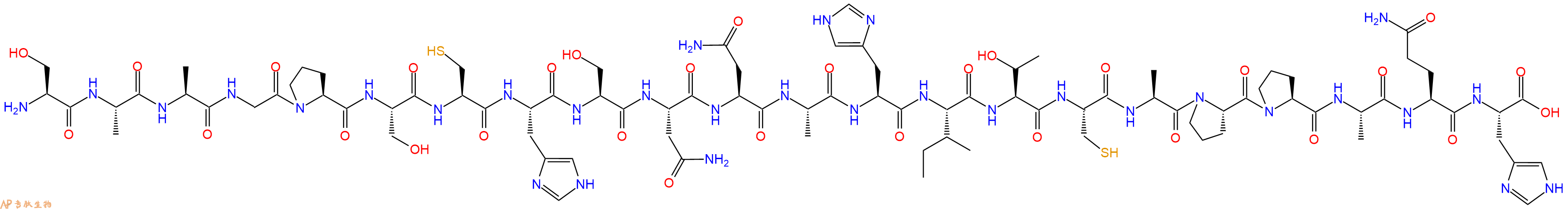 专肽生物产品H2N-Ser-Ala-Ala-Gly-Pro-Ser-Cys-His-Ser-Asn-Asn-Ala-His-Ile-Thr-Cys-Ala-Pro-Pro-Ala-Gln-His-OH
