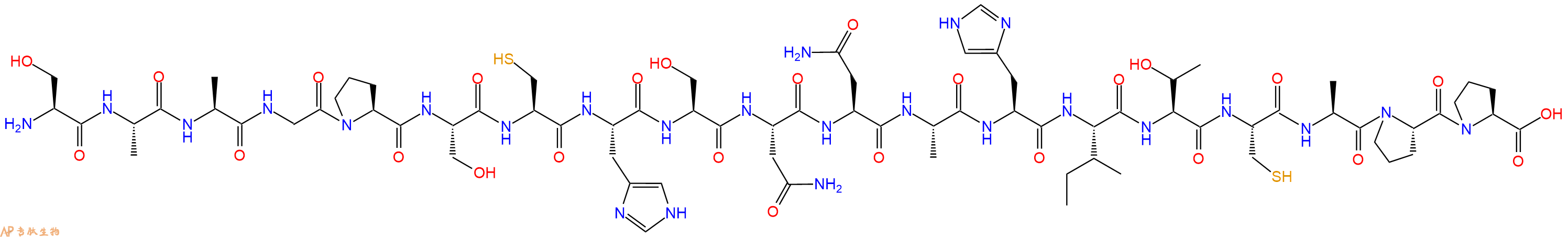专肽生物产品H2N-Ser-Ala-Ala-Gly-Pro-Ser-Cys-His-Ser-Asn-Asn-Ala-His-Ile-Thr-Cys-Ala-Pro-Pro-OH