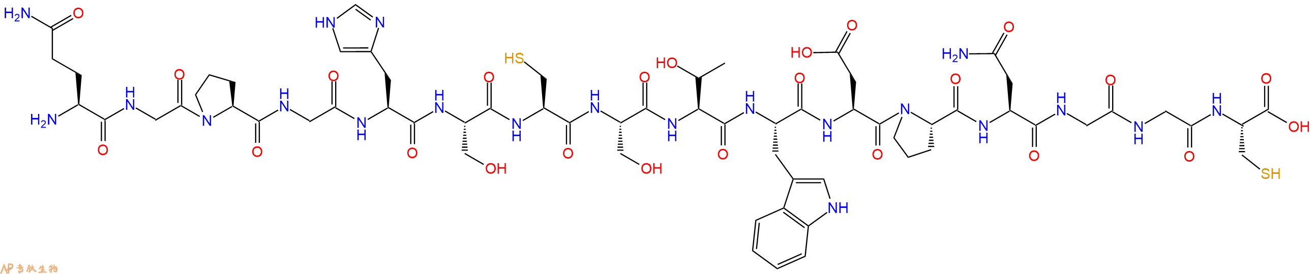 专肽生物产品H2N-Gln-Gly-Pro-Gly-His-Ser-Cys-Ser-Thr-Trp-Asp-Pro-Asn-Gly-Gly-Cys-OH
