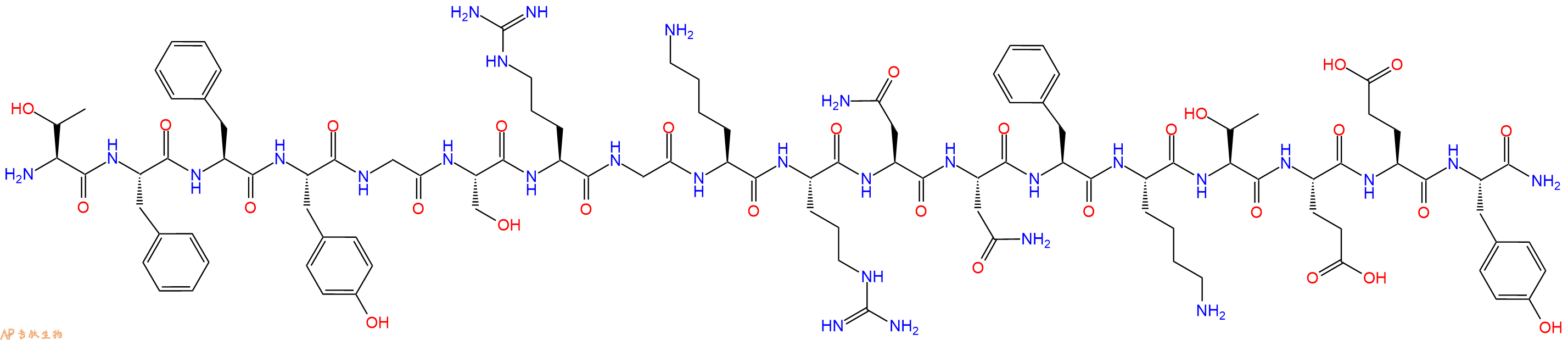专肽生物产品H2N-Thr-Phe-Phe-Tyr-Gly-Ser-Arg-Gly-Lys-Arg-Asn-Asn-Phe-Lys-Thr-Glu-Glu-Tyr-CONH2