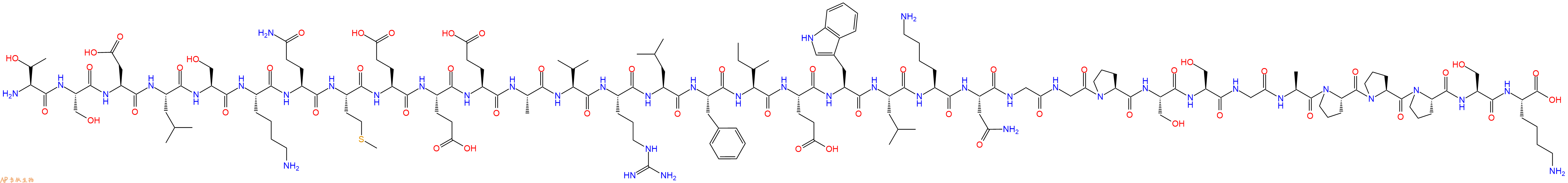 专肽生物产品H2N-Thr-Ser-Asp-Leu-Ser-Lys-Gln-Met-Glu-Glu-Glu-Ala-Val-Arg-Leu-Phe-Ile-Glu-Trp-Leu-Lys-Asn-Gly-Gly-Pro-Ser-Ser-Gly-Ala-Pro-Pro-Pro-Ser-Lys-OH
