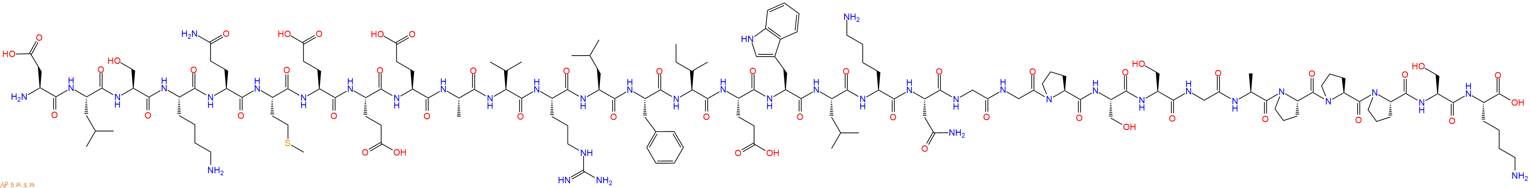 专肽生物产品H2N-Asp-Leu-Ser-Lys-Gln-Met-Glu-Glu-Glu-Ala-Val-Arg-Leu-Phe-Ile-Glu-Trp-Leu-Lys-Asn-Gly-Gly-Pro-Ser-Ser-Gly-Ala-Pro-Pro-Pro-Ser-Lys-OH
