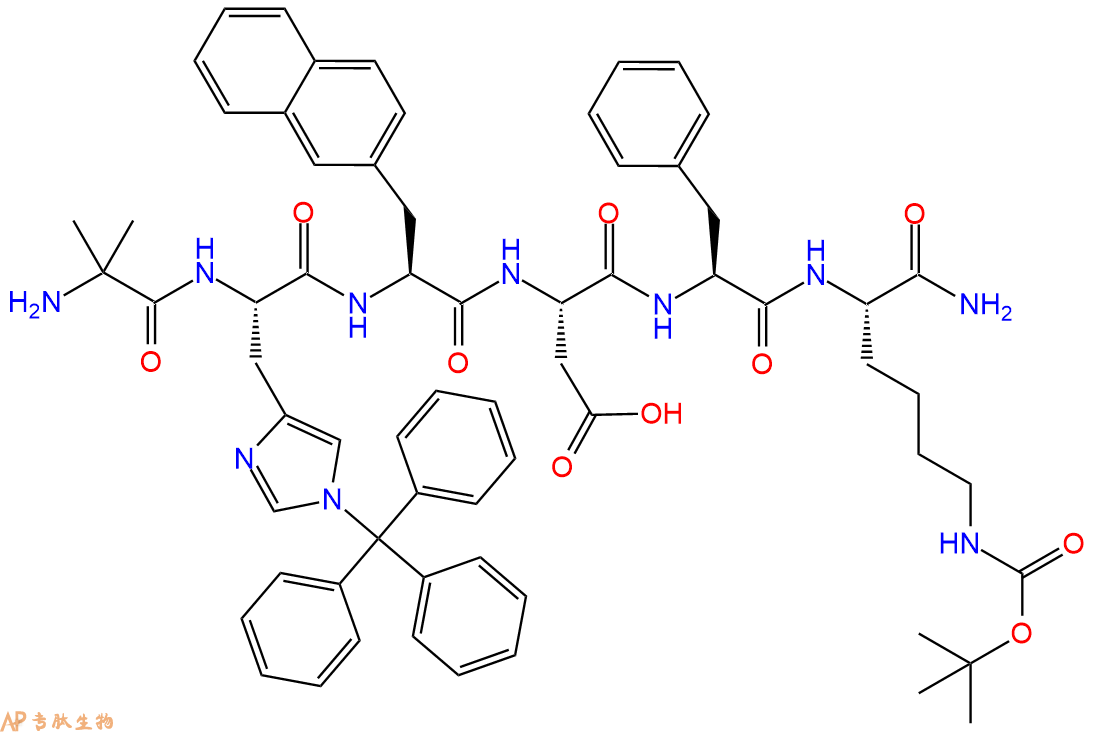 专肽生物产品H2N-Aib-His(Trt)-2Nal-Asp-Phe-Lys(Boc)-CONH2