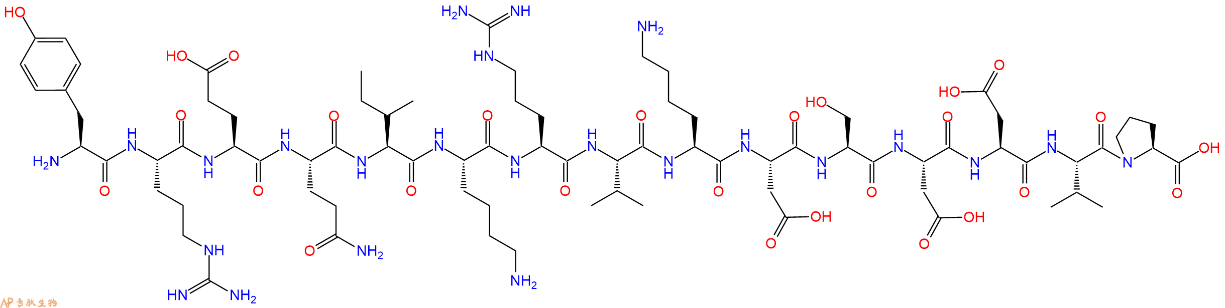 专肽生物产品H2N-Tyr-Arg-Glu-Gln-Ile-Lys-Arg-Val-Lys-Asp-Ser-Asp-Asp-Val-Pro-OH