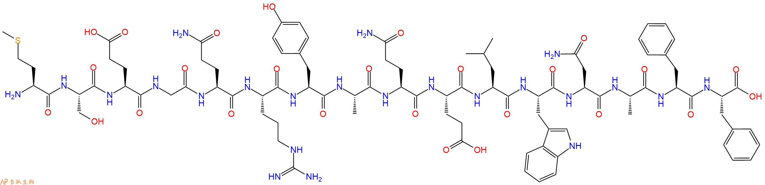 专肽生物产品H2N-Met-Ser-Glu-Gly-Gln-Arg-Tyr-Ala-Gln-Glu-Leu-Trp-Asn-Ala-Phe-Phe-OH