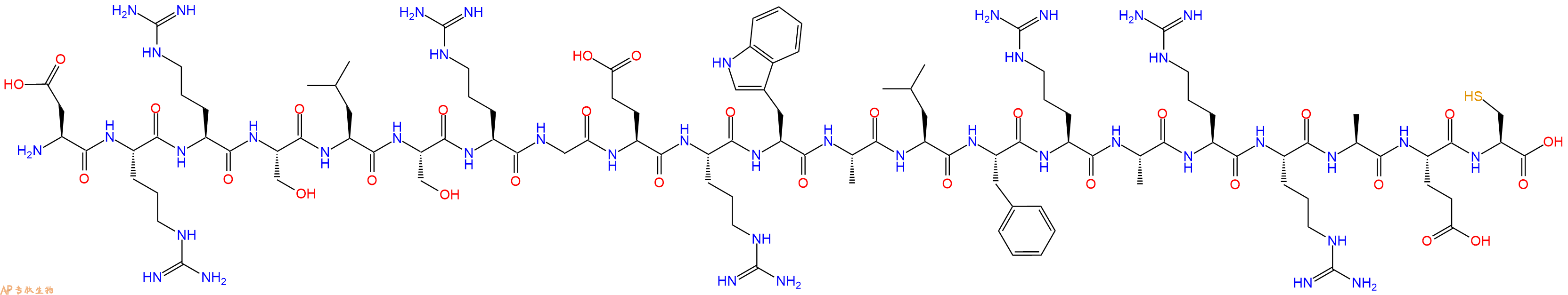 专肽生物产品H2N-Asp-Arg-Arg-Ser-Leu-Ser-Arg-Gly-Glu-Arg-Trp-Ala-Leu-Phe-Arg-Ala-Arg-Arg-Ala-Glu-Cys-OH
