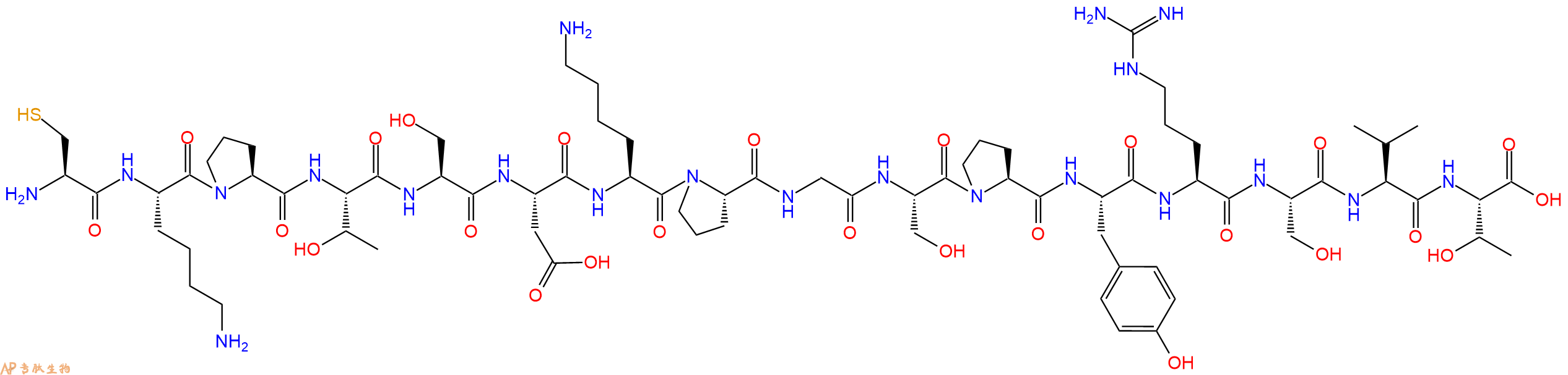 专肽生物产品H2N-Cys-Lys-Pro-Thr-Ser-Asp-Lys-Pro-Gly-Ser-Pro-Tyr-Arg-Ser-Val-Thr-OH