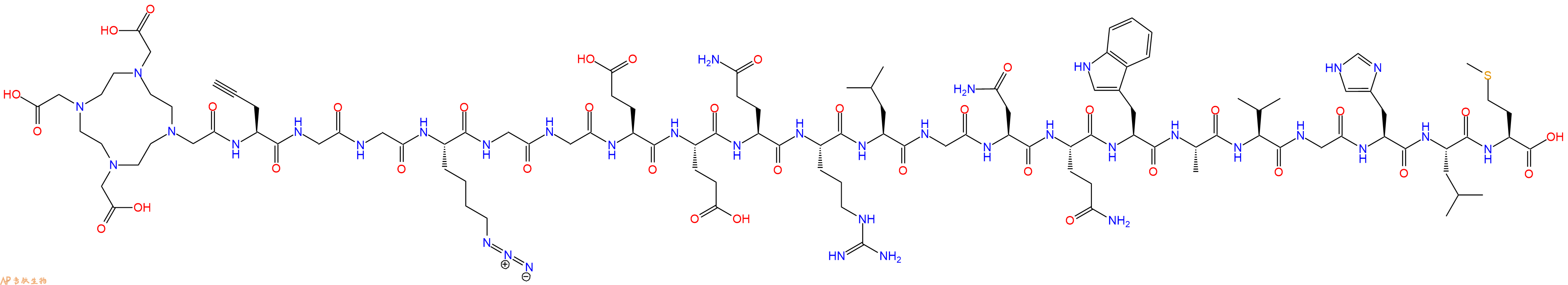 专肽生物产品DOTA-Pra-Gly-Gly-Lys(N3)-Gly-Gly-Glu-Glu-Gln-Arg-Leu-Gly-Asn-Gln-Trp-Ala-Val-Gly-His-Leu-Met-OH
