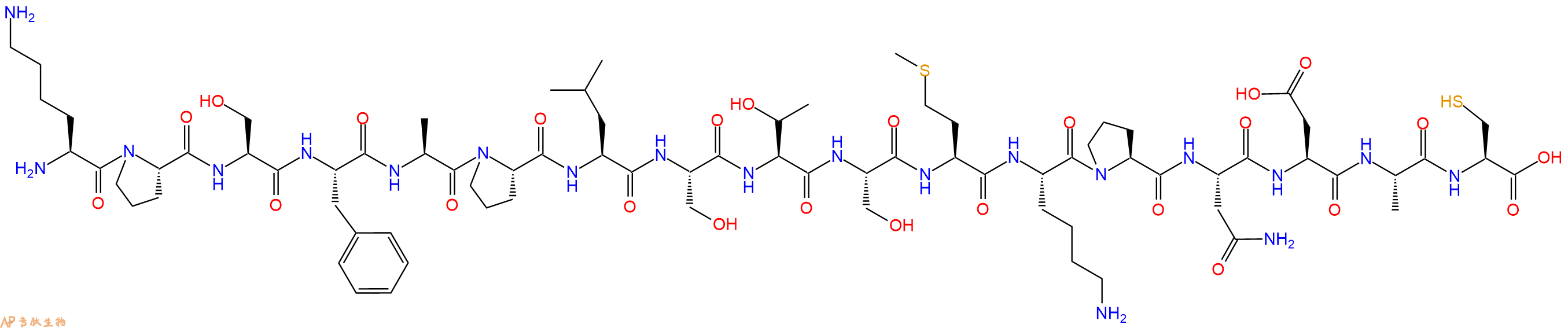 专肽生物产品H2N-Lys-Pro-Ser-Phe-Ala-Pro-Leu-Ser-Thr-Ser-Met-Lys-Pro-Asn-Asp-Ala-Cys-OH