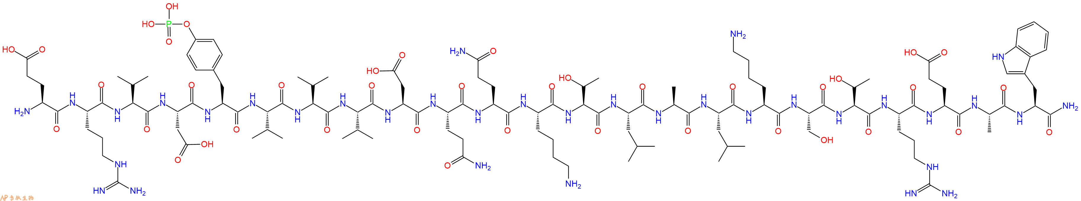 专肽生物产品H2N-Glu-Arg-Val-Asp-Tyr(PO3H2)-Val-Val-Val-Asp-Gln-Gln-Lys-Thr-Leu-Ala-Leu-Lys-Ser-Thr-Arg-Glu-Ala-Trp-CONH2